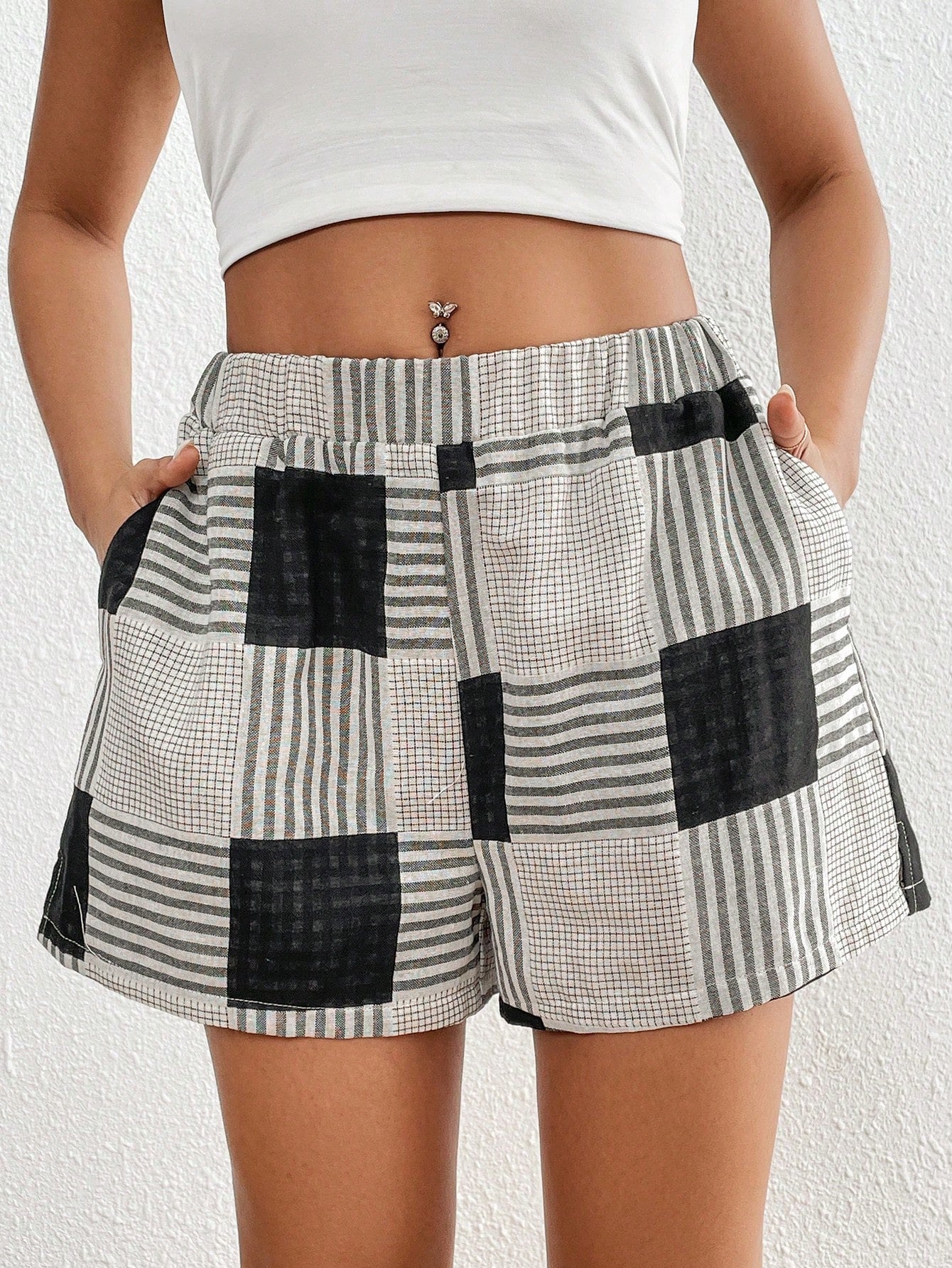 Women's Stripe Print Casual Shorts