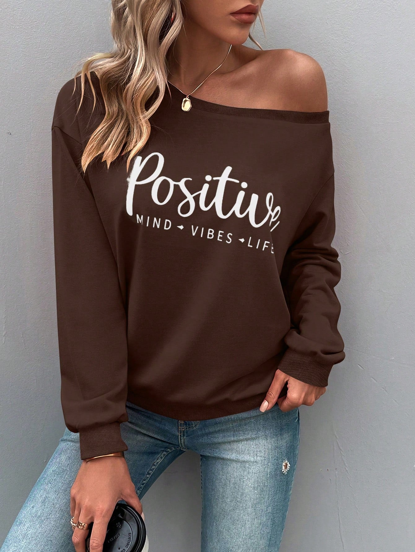 Women's Simple Printed Daily Long Hoodie