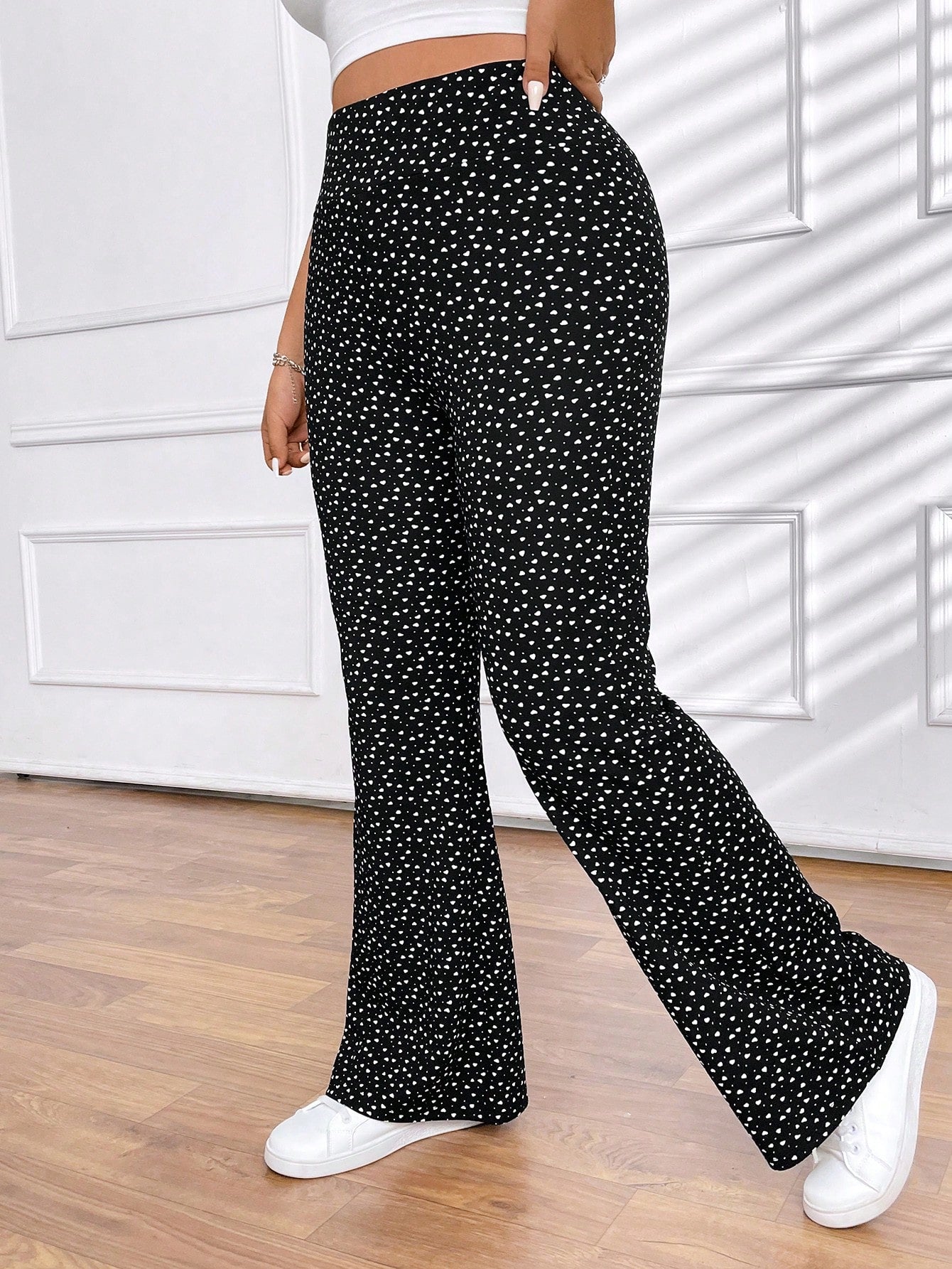 Plus Size Women's Vintage Look Acid Washed Black Knitted High Waist Flared Pants, Suitable For Daily,Casual, Outdoor Sports, And Personalized Matching, Using Stone-Washed Heavy-Duty Technology In Summer.