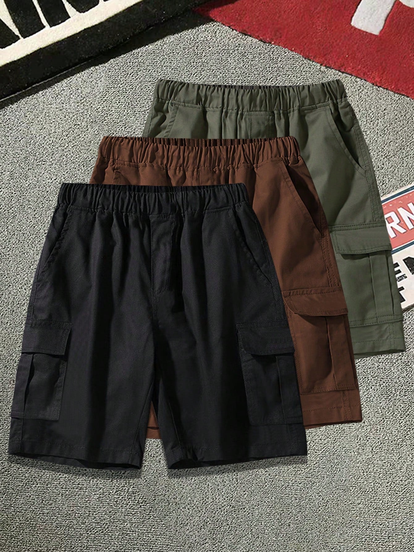 3pcs Teen Boy Sporty Casual Fit Multi Pocket Cool Casual Shorts, Outdoor Cargo Shorts For Spring & Summer