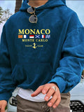 Men's Simple Printed Long Sleeve Hooded Pullover Sweatshirt