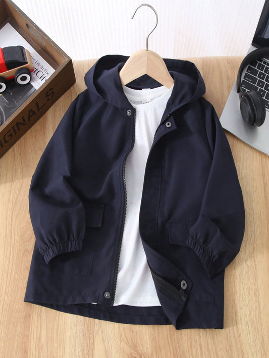 1pc Young Boys' Casual College Style Comfortable, Practical And Versatile Hooded Jacket With  Pockets, Breathable And Comfortable, Suitable For Daily Wear, School, Travel, Sports, Hiking And Autumn