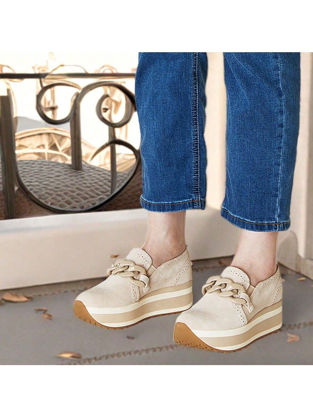 Platform Sneakers For Women Round Toe Slip On Wedge Heels Loafers Shoes For Women Classic Comfortable Work Casual Women Sneakers