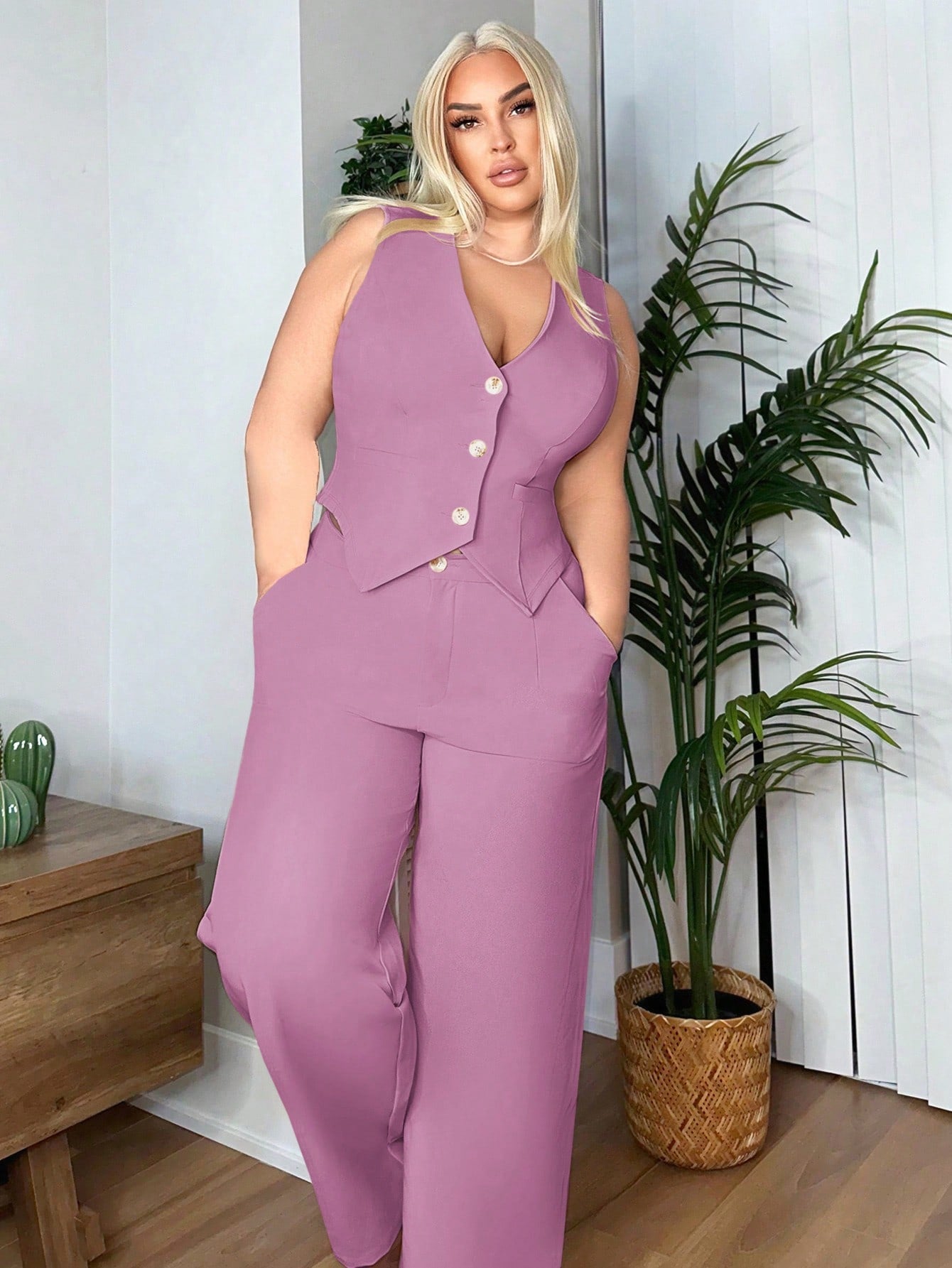 Plus Size Slim Fit Classic Solid Color Suit Vest Date Night Outfits Sexy Outfits Club Birthday Outfit Spring Summer Women Clothes Bachelorette Party