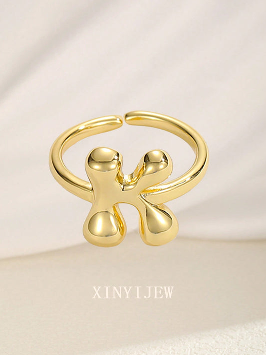 1pc Creative Fashion Personalized Cute Balloon Initial Letter Ring For Kids Delicate Trendy Daily Decoration For Friend Birthday Gift