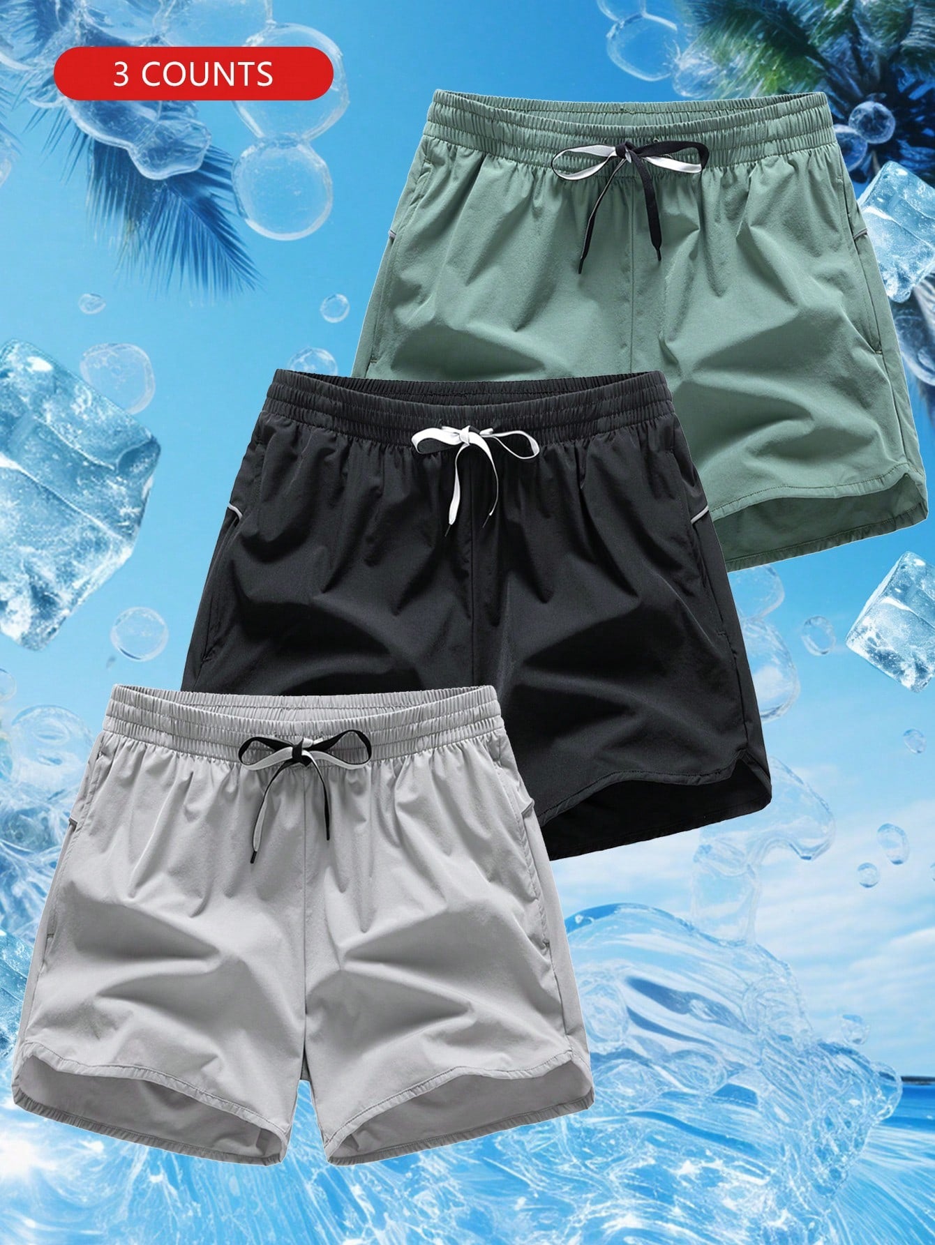 Men's Solid Color Drawstring Waist Simple Fashionable Casual Shorts