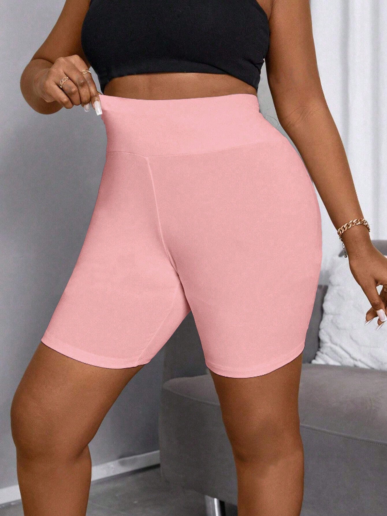 Plus Size Women's Solid Color Shorts Tights