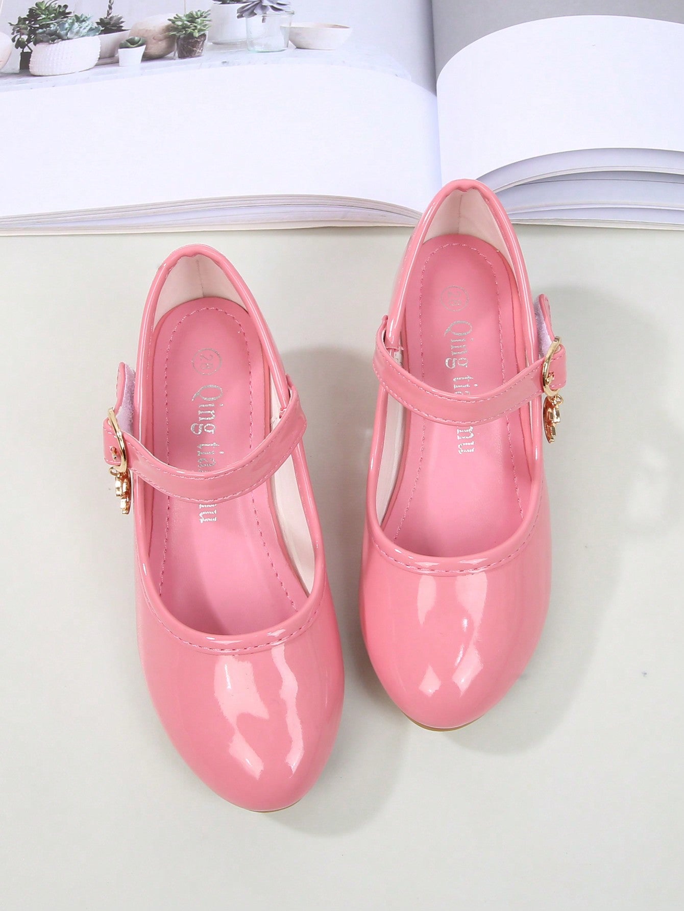 Girls' Princess Style High Heel Leather Shoes, Spring/Autumn Korean Style Crystal Shoes For Girls Performance