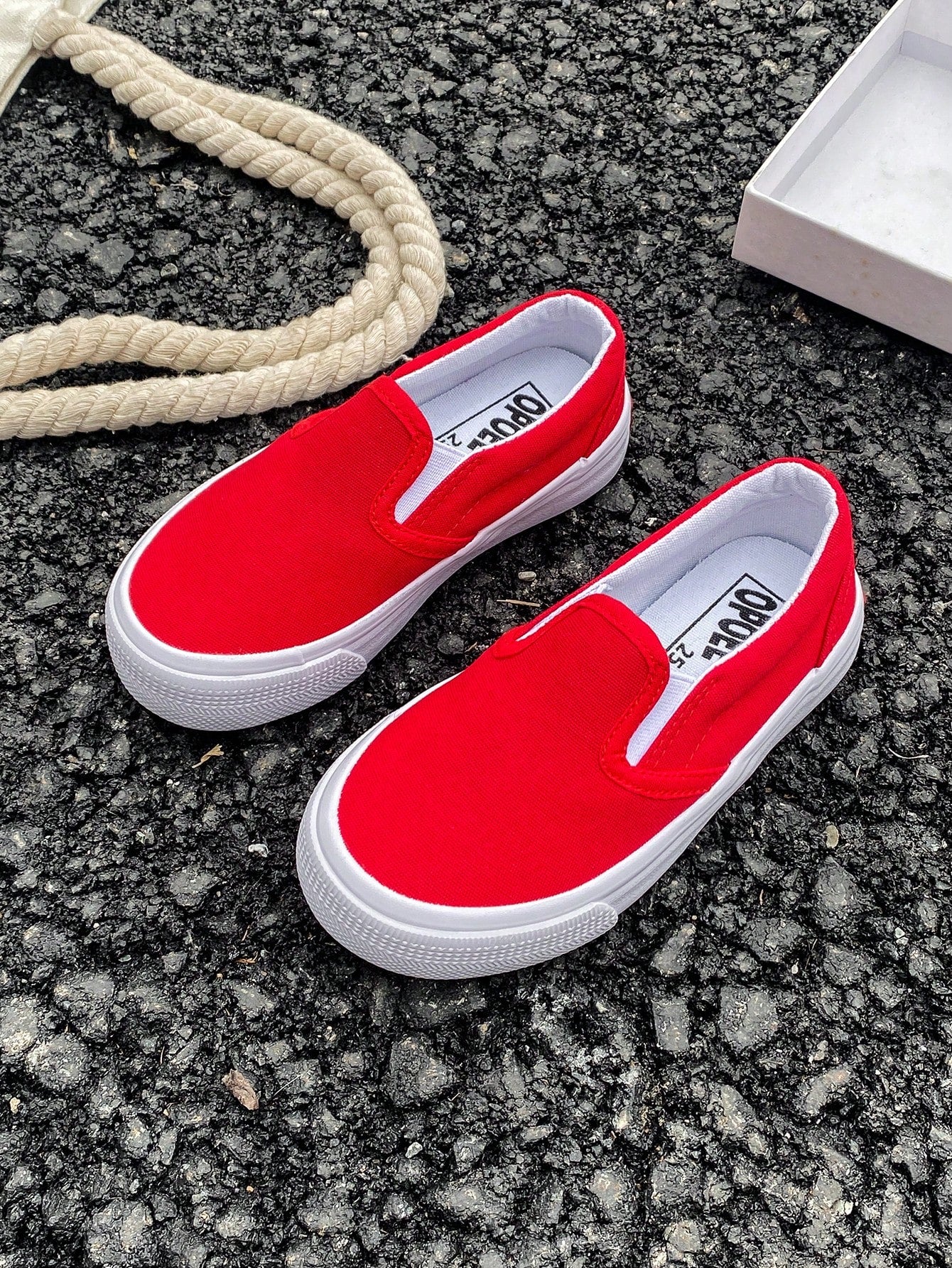 Kids' Canvas Shoes, Spring & Autumn, Korean Version, Simple, Boys' & Girls' Shoes, Fashionable, Low-Cut, Casual, Lacing, Track Shoes, Classic High-Cut Canvas Shoes, Trendy, Versatile, Casual, Sports, Skateboarding, Slip-On, Slouchy Shoes, Children's Shoes