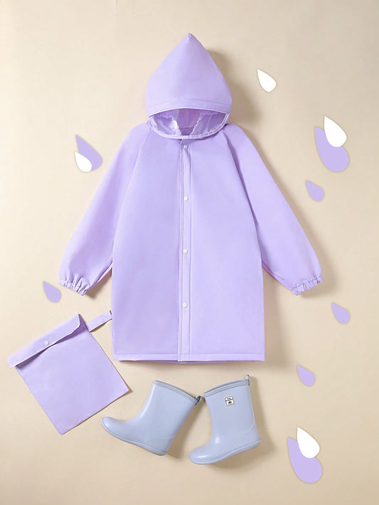 Girls' Purple Outdoor Hiking Waterproof Raincoat