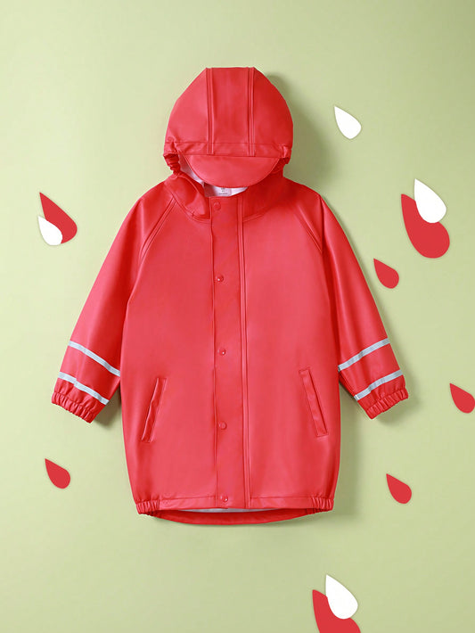 Kids' Red Simple Outdoor Hiking Waterproof Raincoat