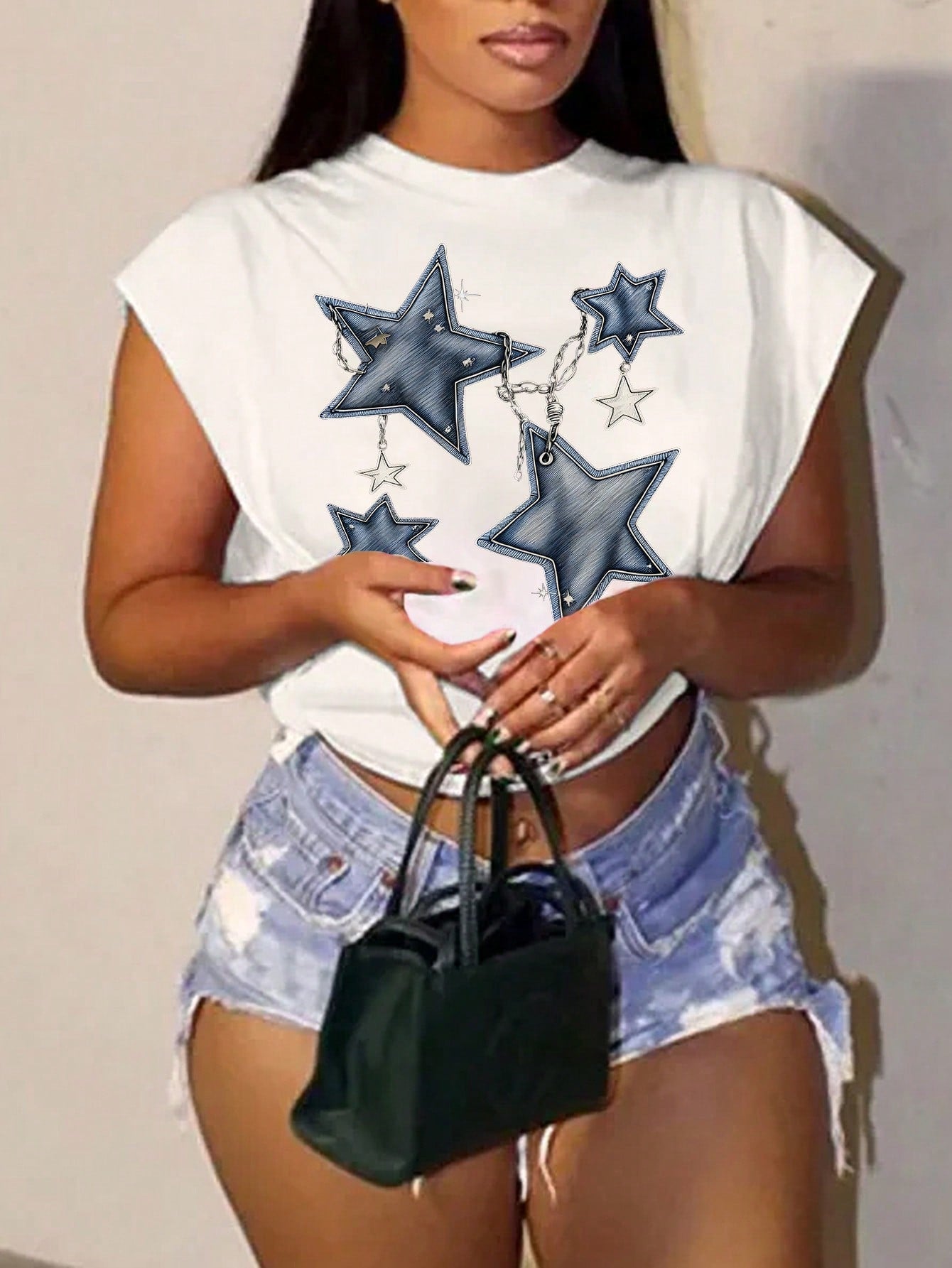 Casual Simple Plus Size Women's T-Shirt With Star Pattern, Suitable For Summer Each Star Is Unique And Shines Brightly Eternal Light