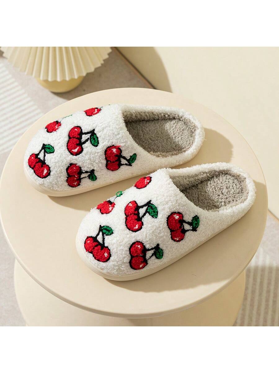 Winter Women's Cute Strawberry Fruit Indoor Warm Home Slippers