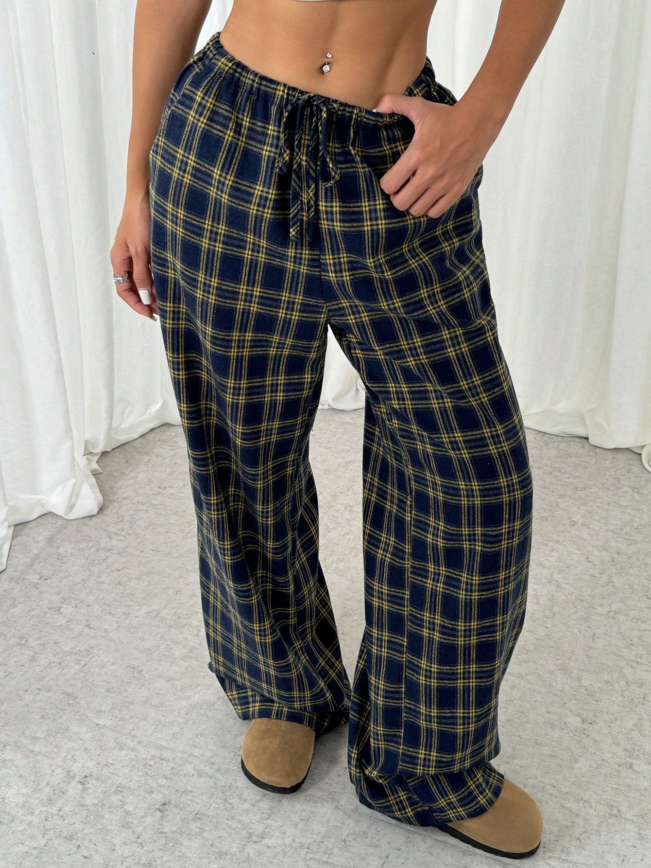 Women'S Plaid Trousers With Pockets