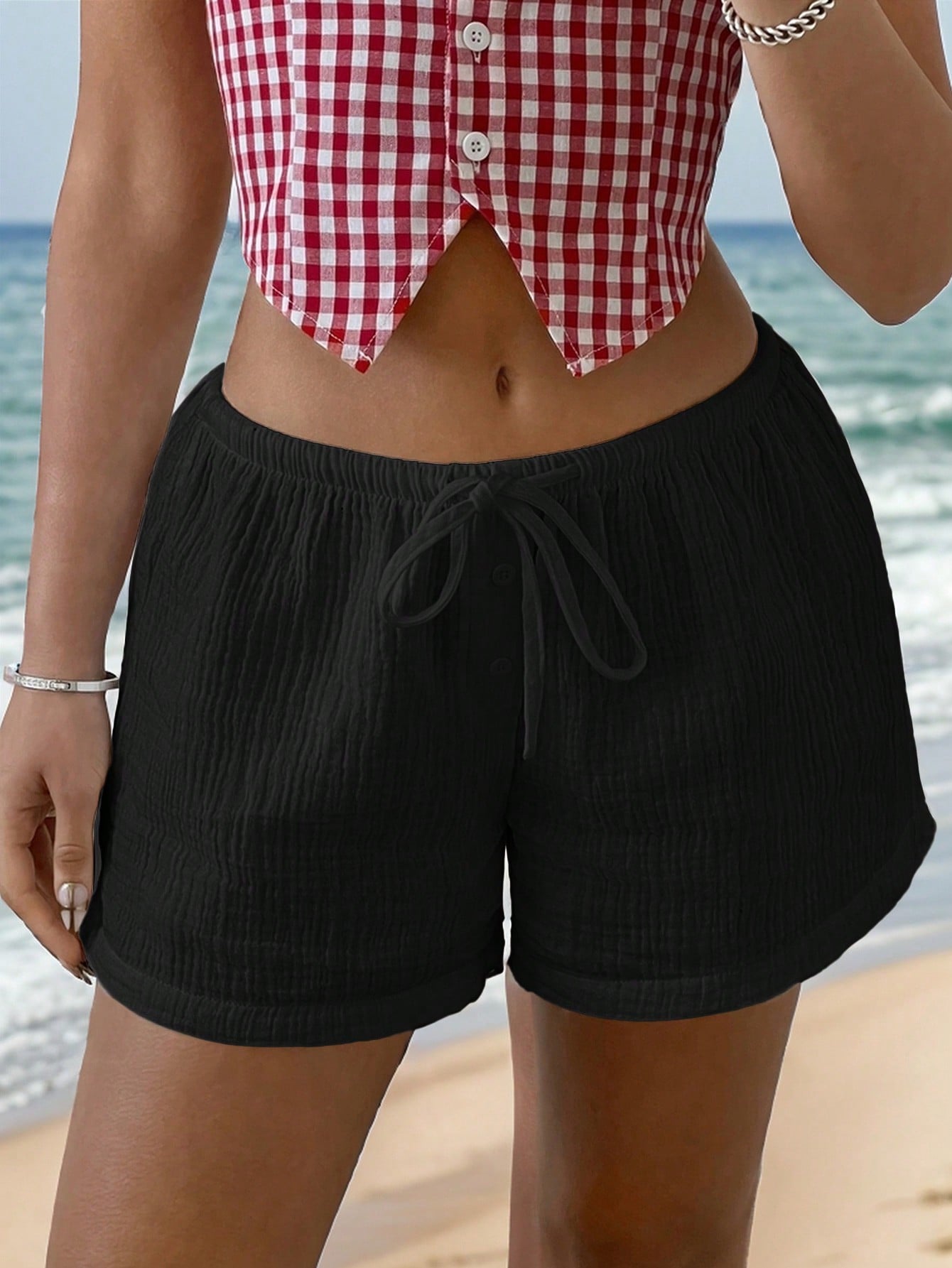 Women's Summer Casual Striped Drawstring Waist Shorts