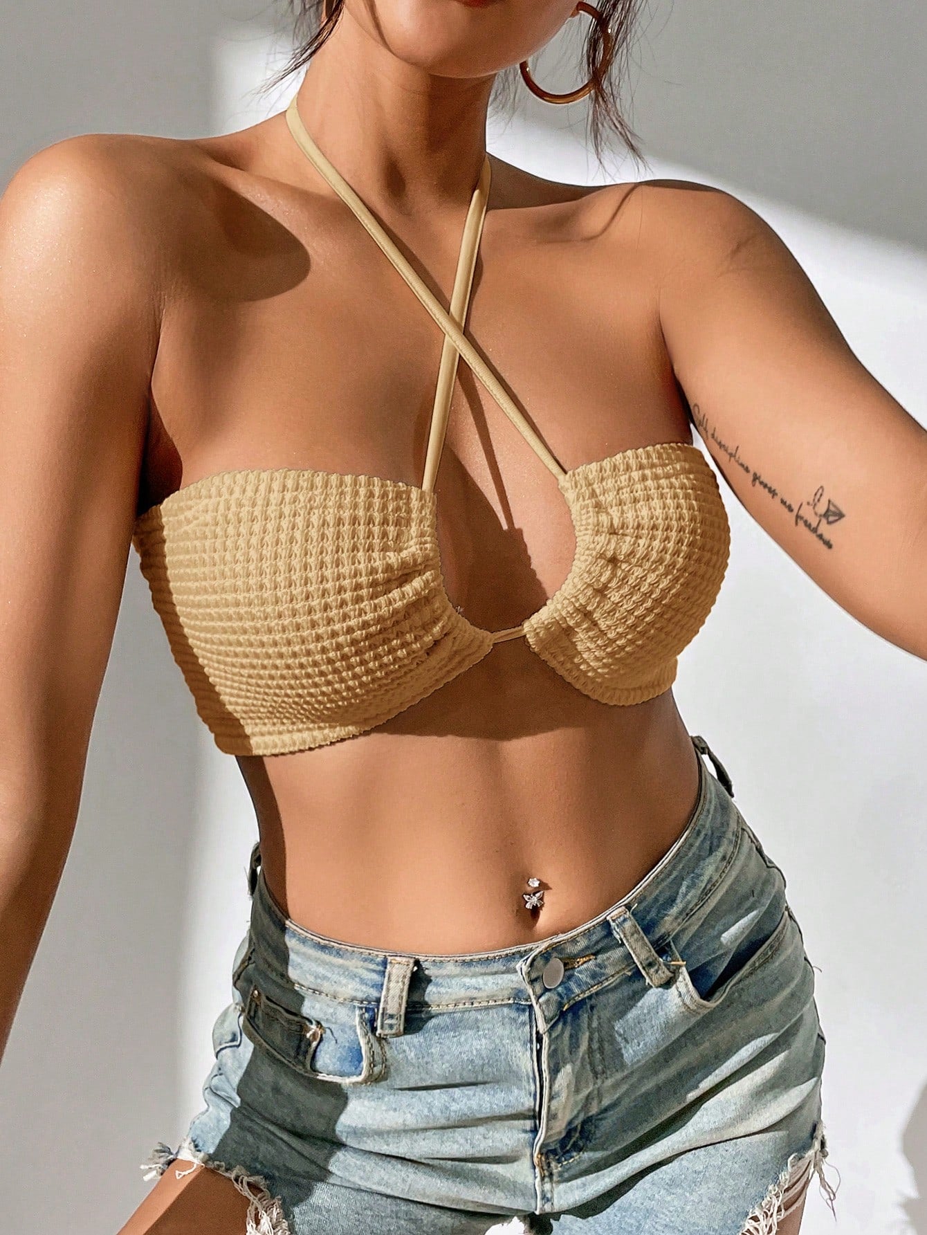 Crisscross Tie Back Crop Halter Summer Top