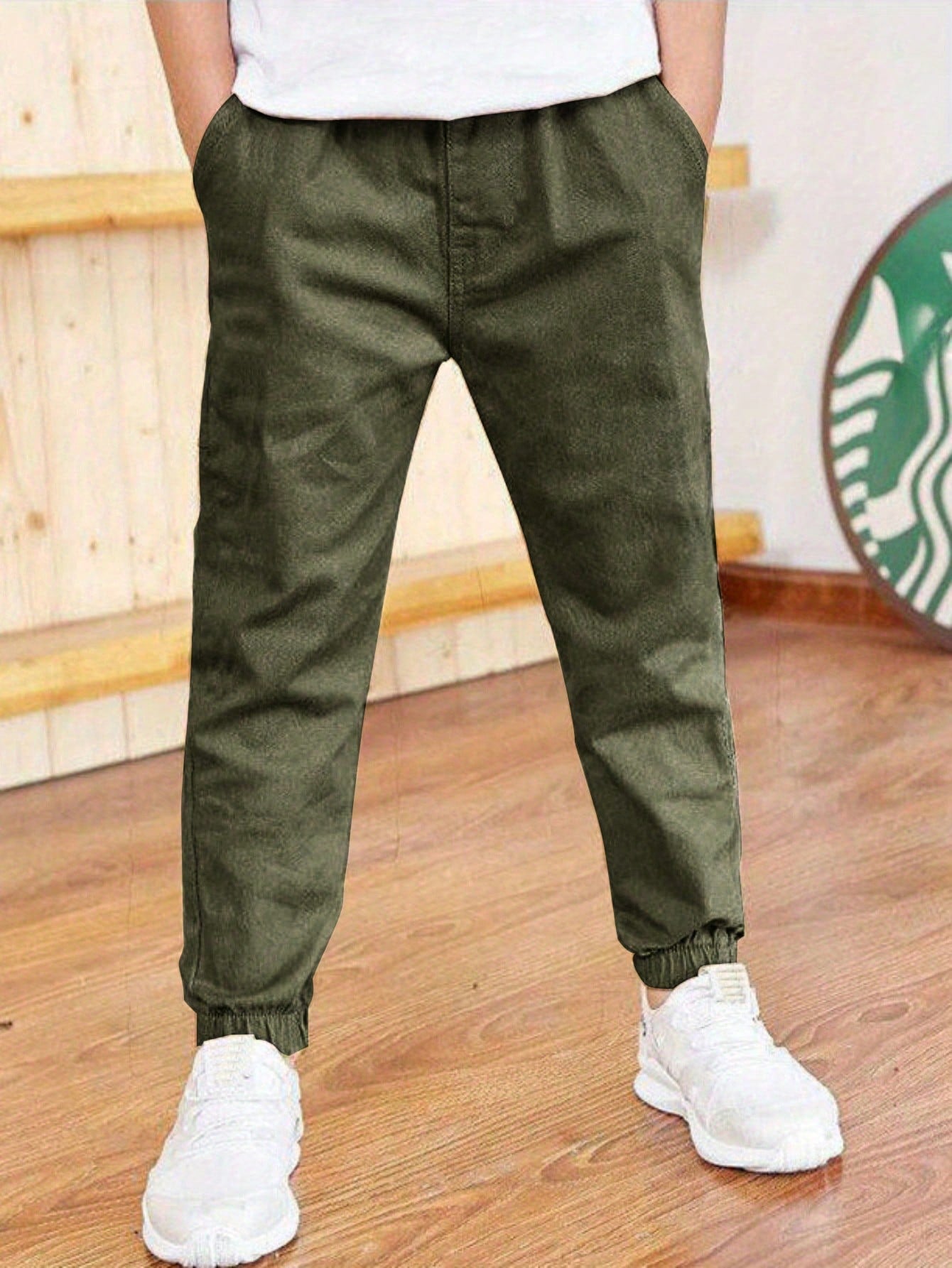 1pc Tween Boy Casual Sports Drawstring Pants For Spring/Summer/Fall