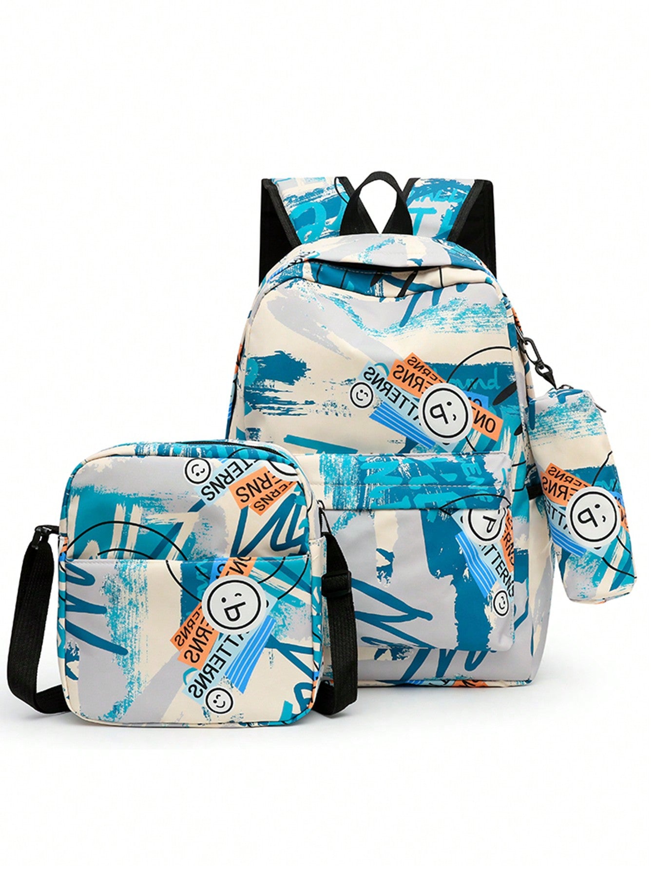 Three Pieces Set Backpack With Lunch Box & Pencil Case, Dirt Resistant Ultra Lightweight Large Capacity Backpack For Teen Boys, Trendy Backpack Set,Travel Junior High School Campus Backpack