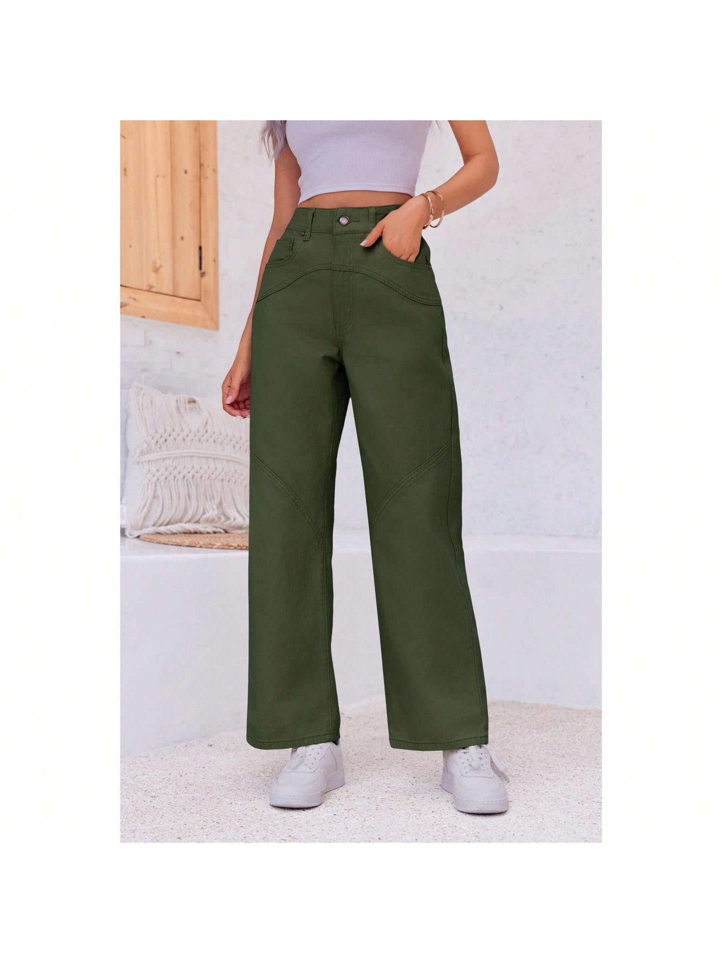 PiePieBuy Womens Cargo Pants Baggy High Waisted Wide Leg Trendy Casual Utility Pants