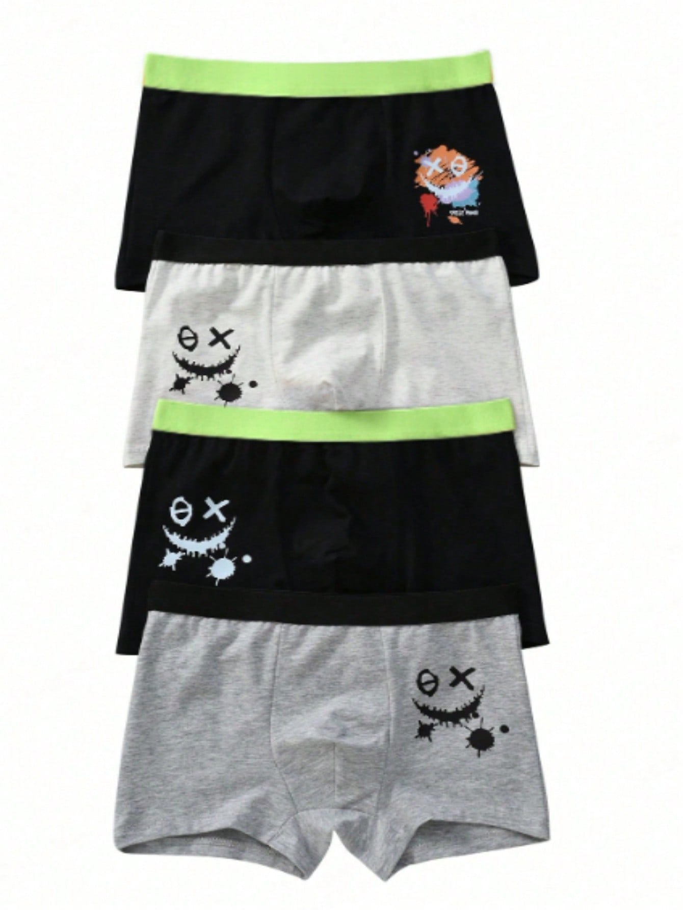 Boys' 4 Packs Smiling Face Combination Underwear