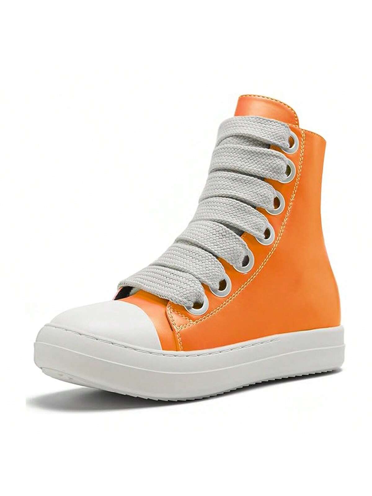 High-Top Flat Women Casual Shoes With Lace-Up Thick Shoelaces, Short Boots