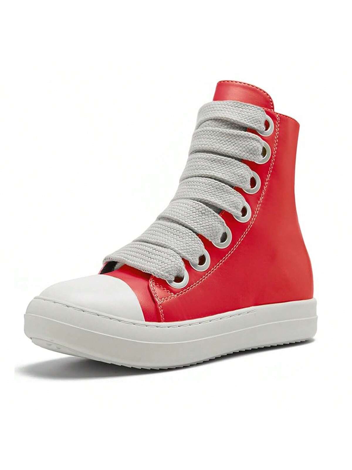 High-Top Flat Women Casual Shoes With Lace-Up Thick Shoelaces, Short Boots