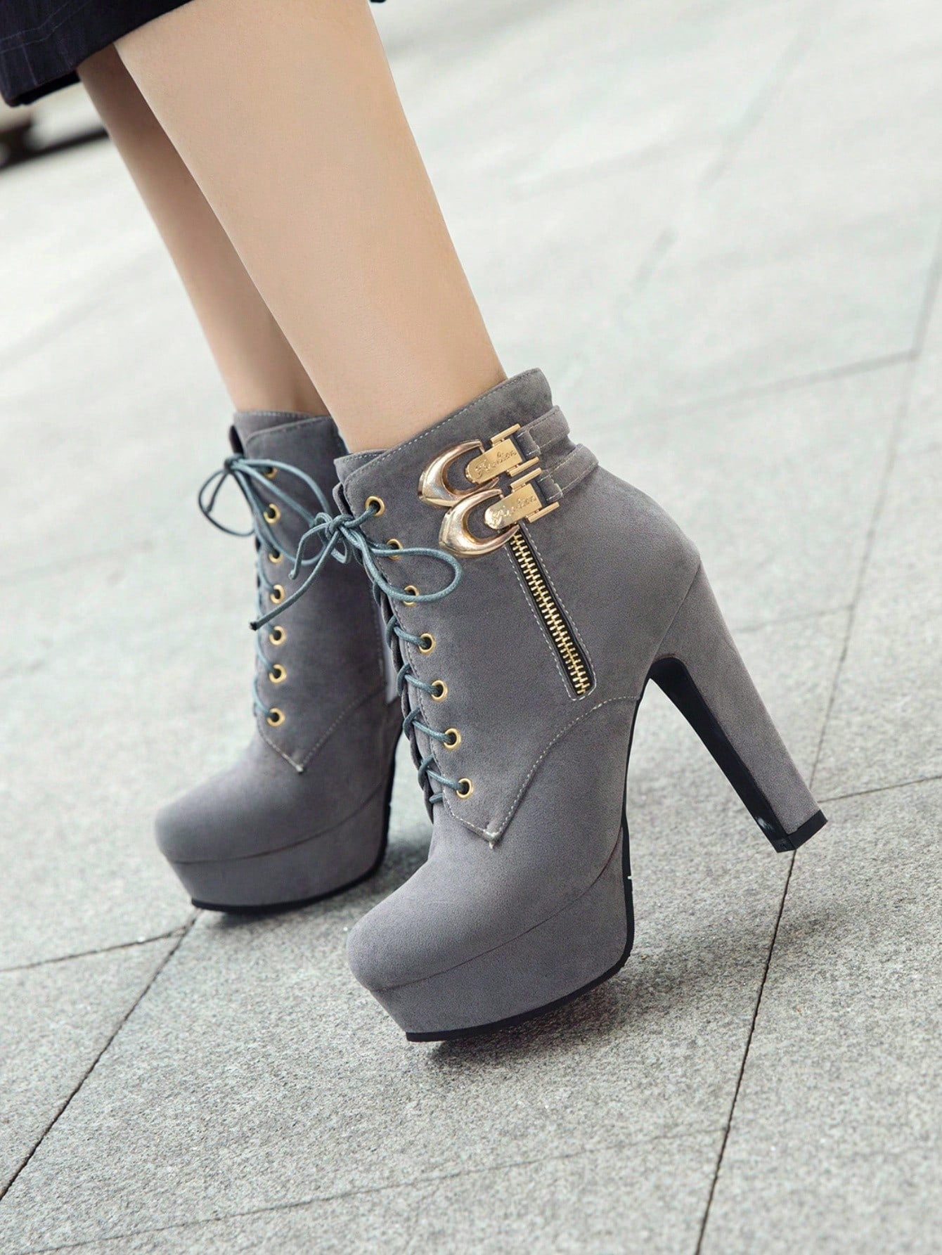 High Heel Princess Shoes With Thick Heels, Lace-Up Sexy Design With Waterproof Platform, 2024 Fall And Winter New Arrival Ankle Boots For Women