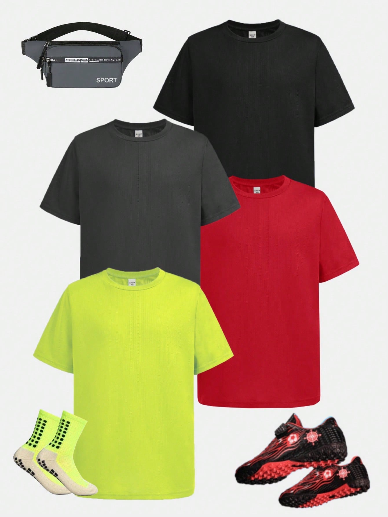 Tween Boy Loose Fit Sports Breathable Solid Color Crew Neck Short Sleeve T-Shirt For Summer