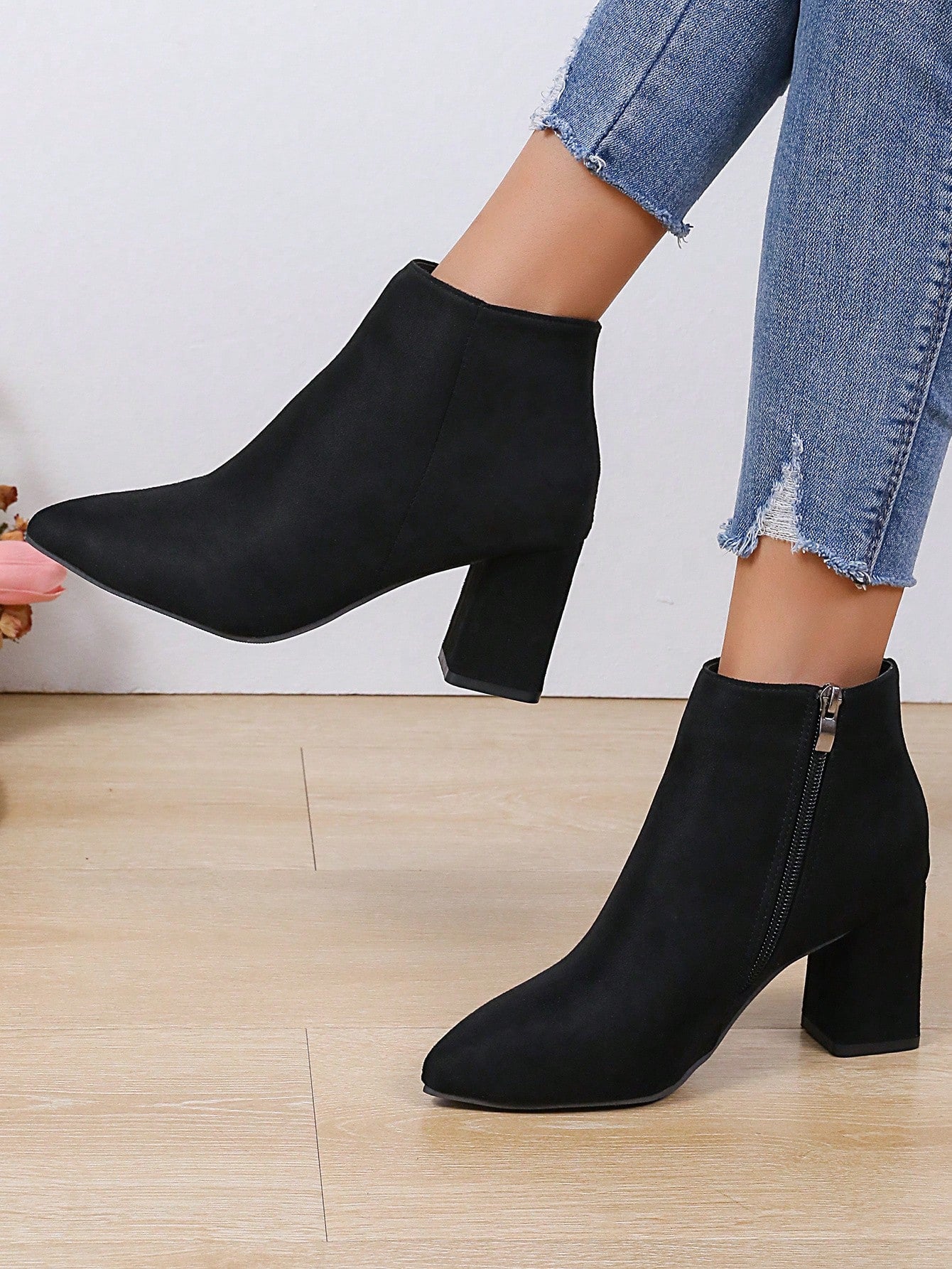 Women's Faux Suede Pointed Toe High Heel Side Zipper Gorgeous Ankle Boots