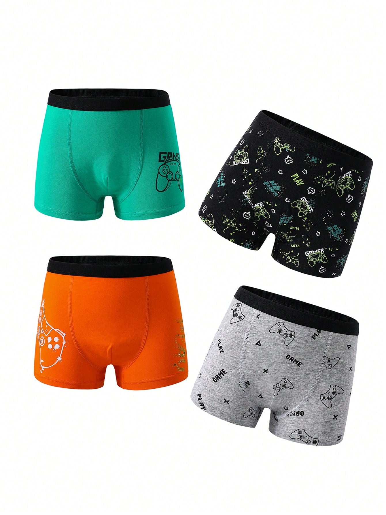 Boys Underwear Boys Traceable Cotton Cute Game Console Pattern Letter Printing Simple And Comfortable Four-Piece Boxer Briefs