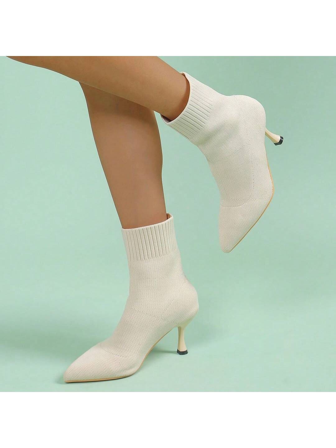 J.Adams COCO Knit Sock Boots For Women - Stylish Stretchy Knit Fabric, Sleek Pointed Toe, Comfortable Kitten Heel, Easy Slip-On, Perfect For Work, Casual, Or Evening Outfits - Available In Multiple Colors