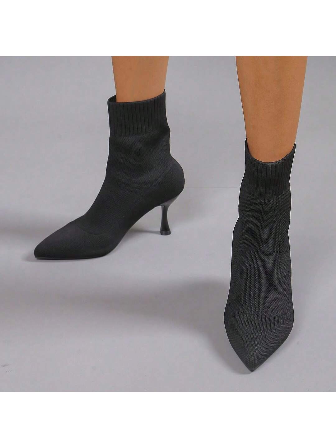J.Adams COCO Knit Sock Boots For Women - Stylish Stretchy Knit Fabric, Sleek Pointed Toe, Comfortable Kitten Heel, Easy Slip-On, Perfect For Work, Casual, Or Evening Outfits - Available In Multiple Colors