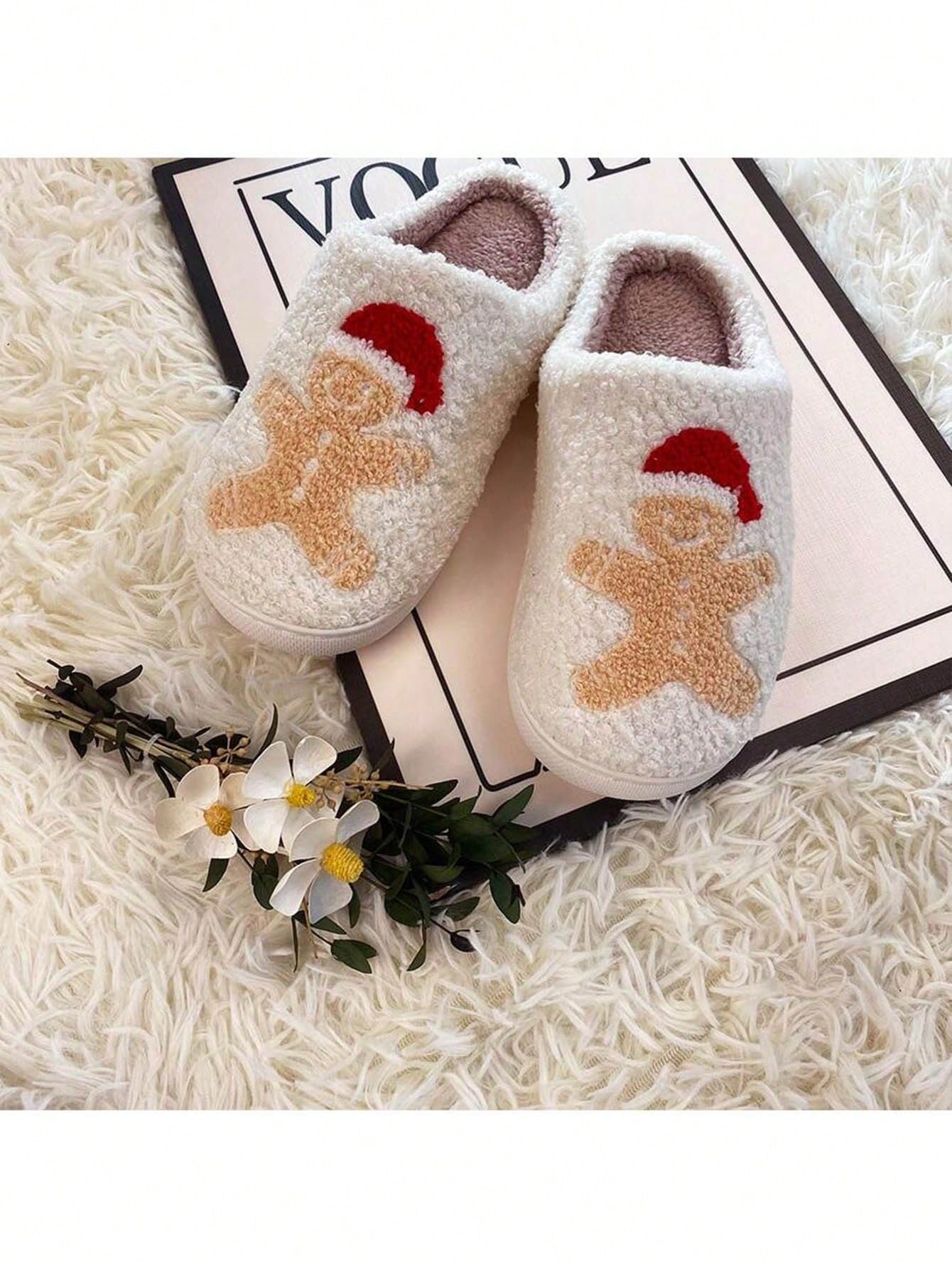 Christmas Fleece Lined Thick Slipper, Couples' Warm Fabric House Slippers