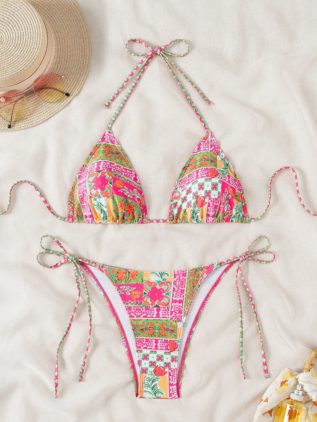 Swim Random Printed Bikini Set For Summer Beach Vacation