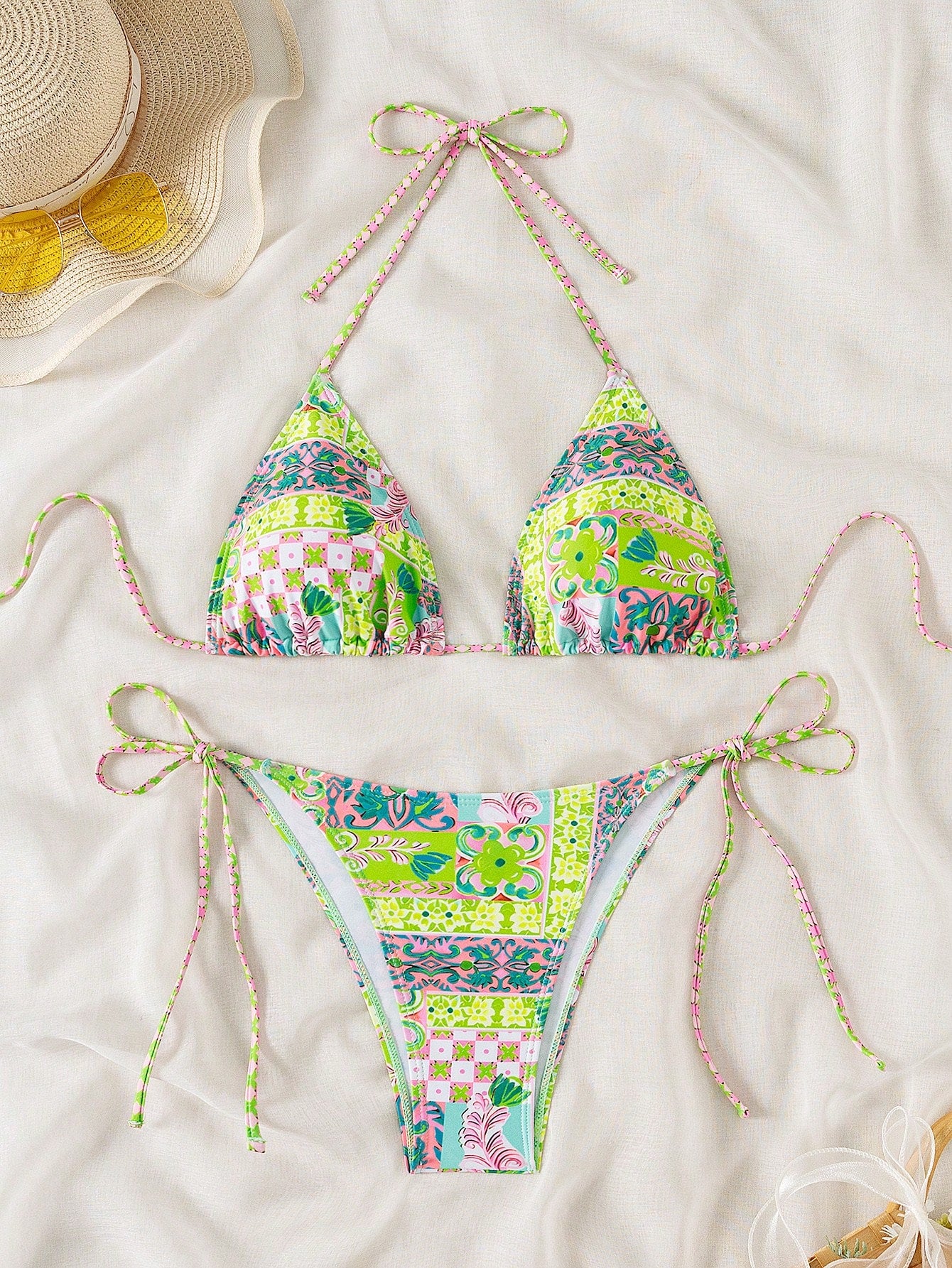 Swim Random Printed Bikini Set For Summer Beach Vacation