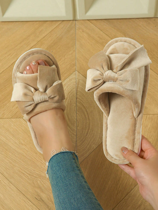 Big Bowknot Summer New Home Slippers For Women, Peep Toe Slipper