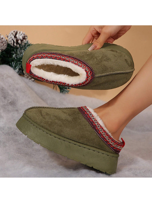 Women's Warm Soft Cotton Shoes Indoor Outdoor Rubber Sole Snow Boots