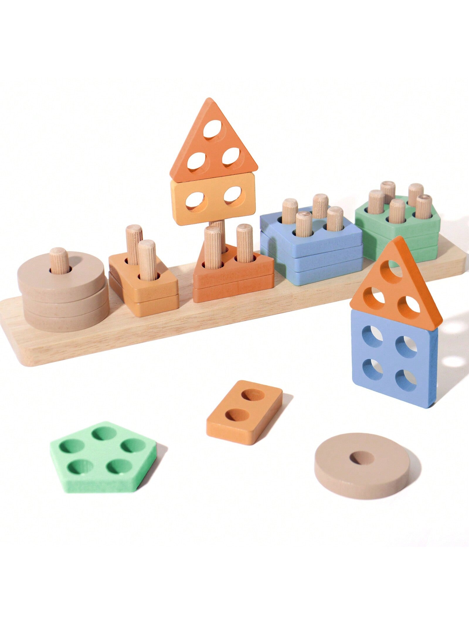 Montessori Toys For 3 Year Old Boys Girls-Wooden Sorting & Stacking Toys For Baby Toddlers,Educational Shape Color Sorter Preschool Kids Gifts