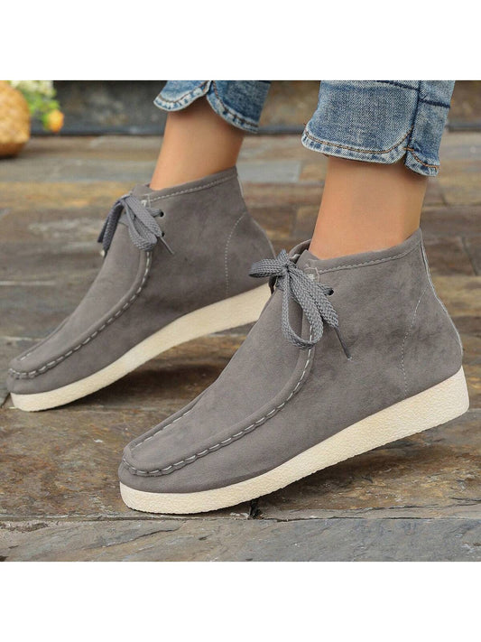 1 Pair New Stylish Comfortable Soft Sole Lace-Up Wedge Heel Women's Casual Sports Shoes For Outdoor Wear