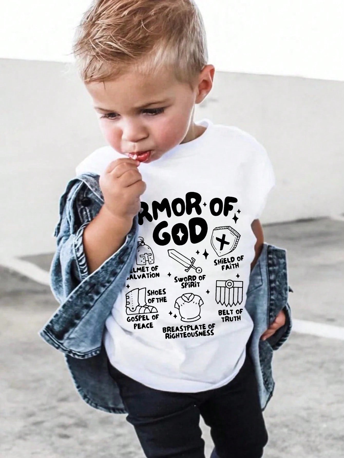 Young Boy Casual Round Neck Short Sleeve T-Shirt With Slogan Print, Summer Student Style