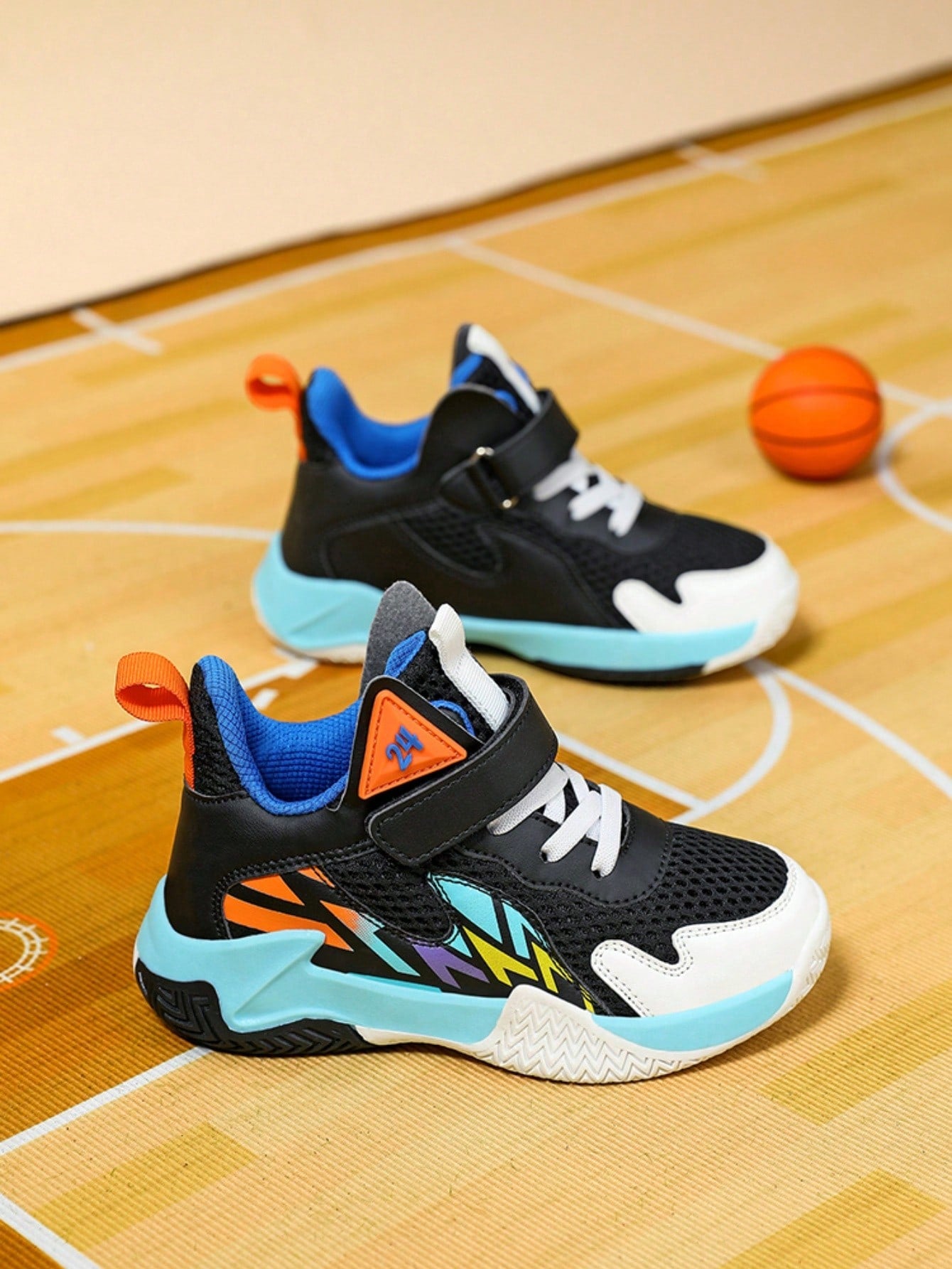 Boys' Basketball Shoes, Breathable Mesh Anti-Slip Wear-Resistant Athletic Shoes For Playing Basketball And Outdoor Activities