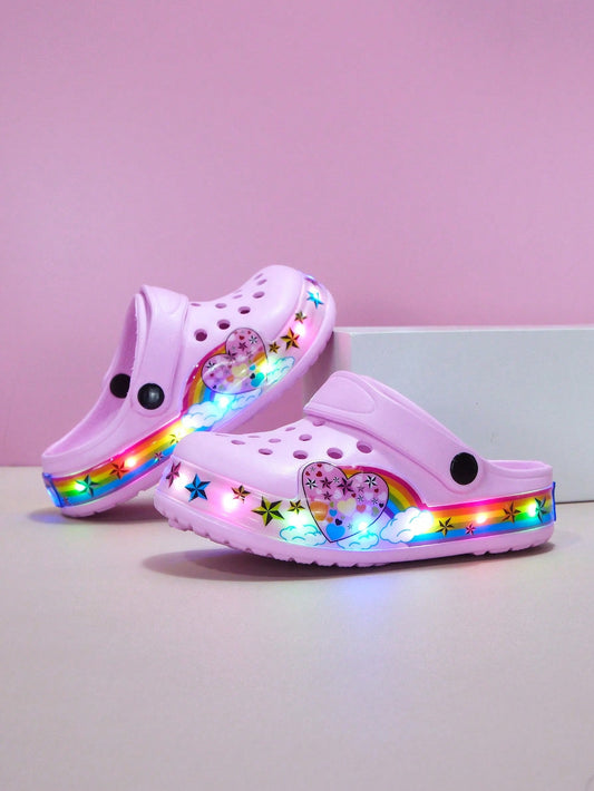 Summer Outdoor LED Children's Sandals For Girls, Cute And Sweet, Lightweight Anti-Slip Boys' Hollow Shoelace Shoes With Light, Toddler Baby Shoes