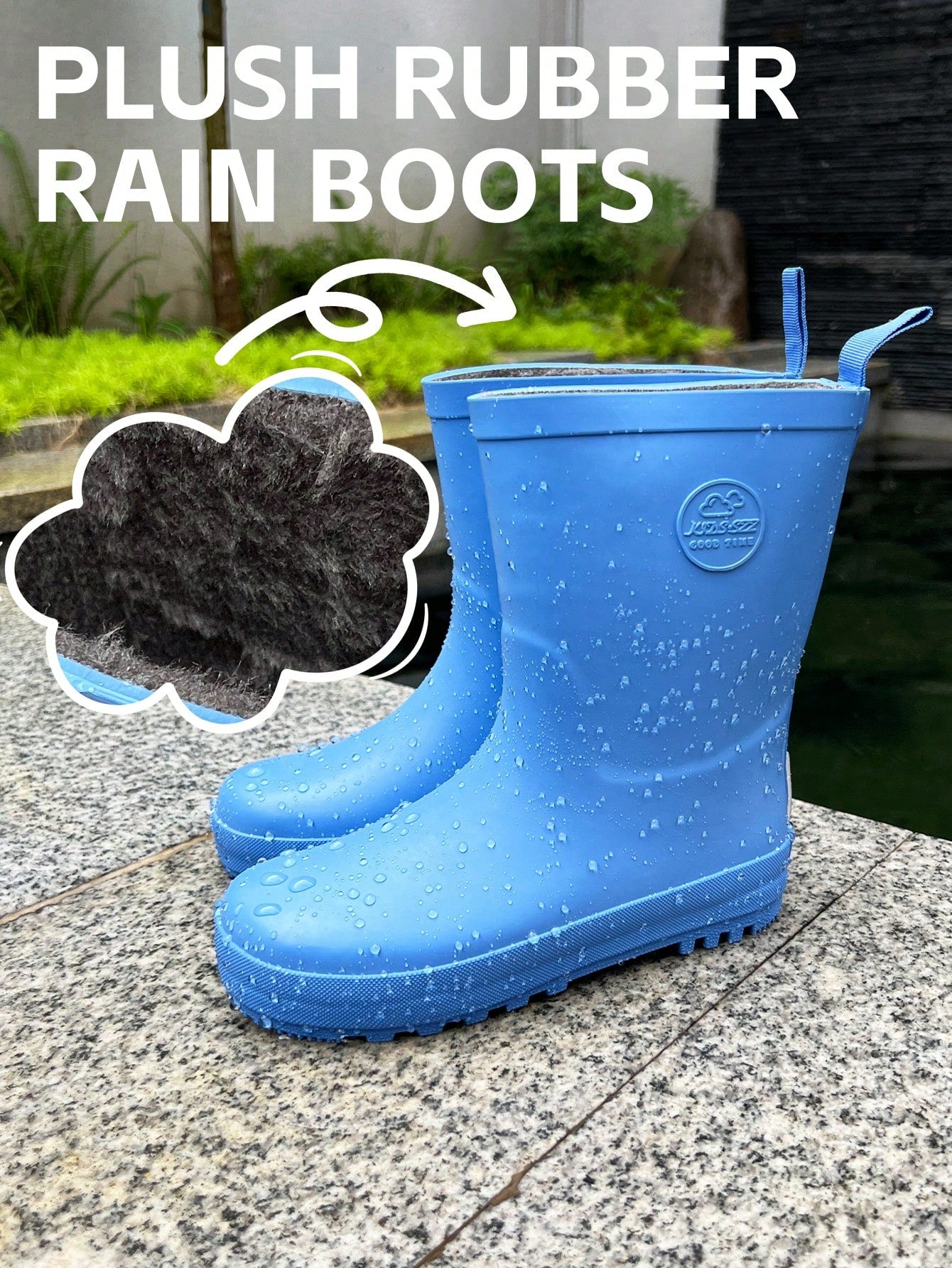 Boys And Girls Warm Soft Cold Thermal Lined Outdoor Snow Student Travel Rubber Rain Boots, Waterproof Anti-Slipping Stylish Comfort And Suitable For Rainy And Snowy Days.