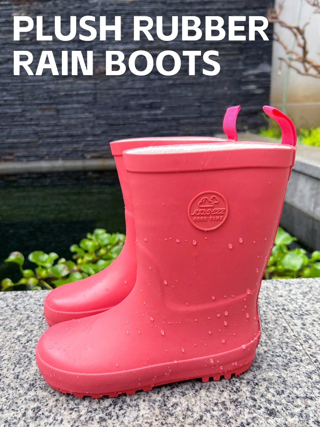 Boys And Girls Warm Soft Cold Thermal Lined Outdoor Snow Student Travel Rubber Rain Boots, Waterproof Anti-Slipping Stylish Comfort And Suitable For Rainy And Snowy Days.