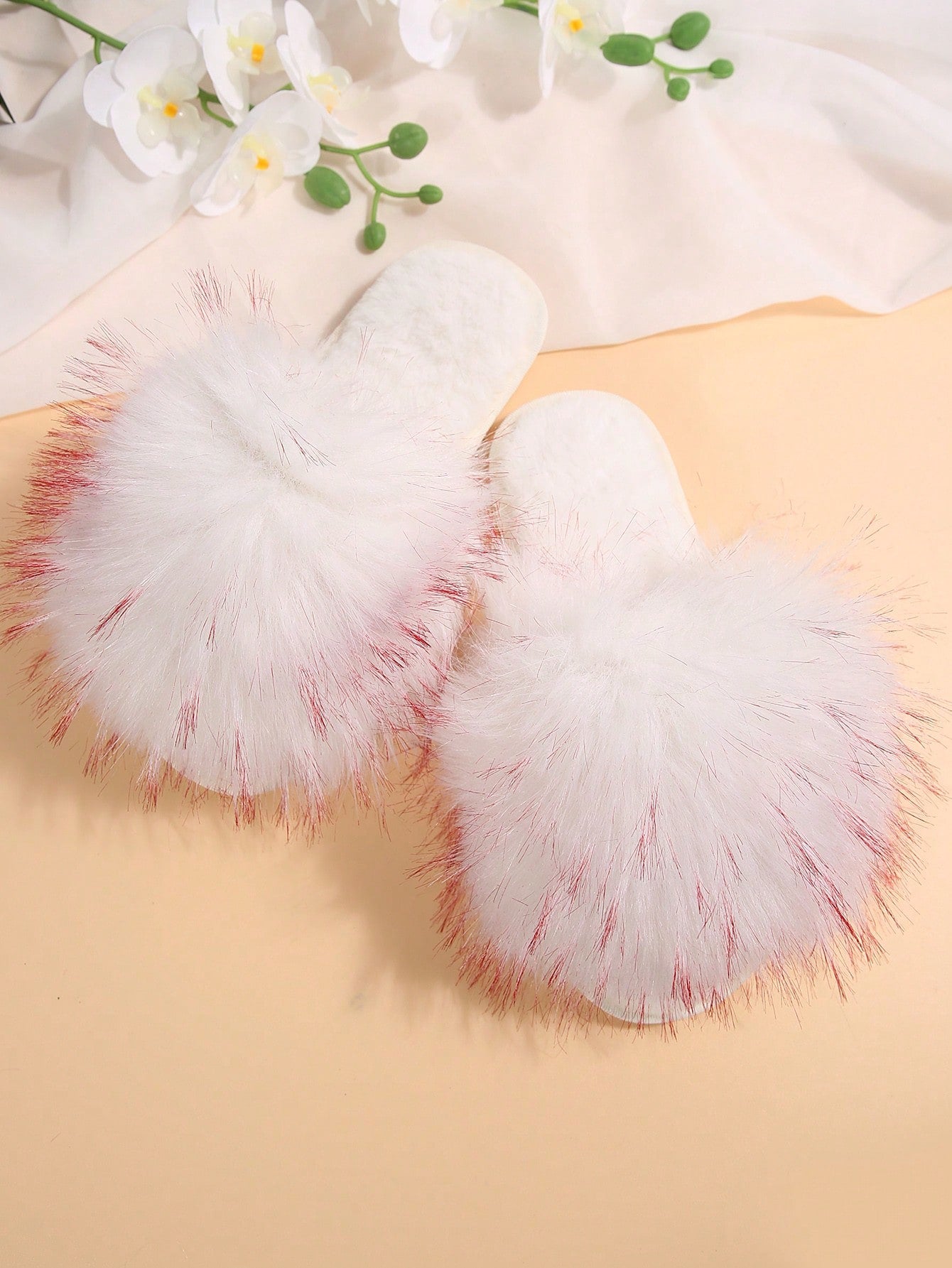 Women's Fashionable Plus Size Cross-Border New Style Simple Flat Fluffy Slippers, Fairy Slipper With Open Toe And Fluffy Strap, Apartment Bedroom Quiet Comfortable Home Long Plush Design, Comfortable Slides