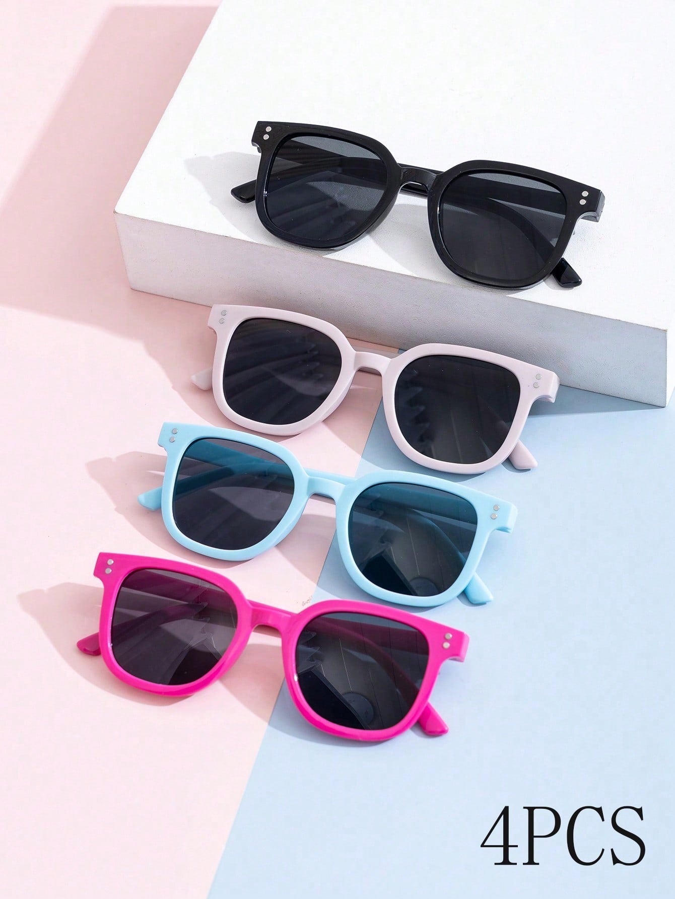 4pcs Heart Shaped Fashionable Glasses Set For Boys And Girls, Suitable For Daily Use