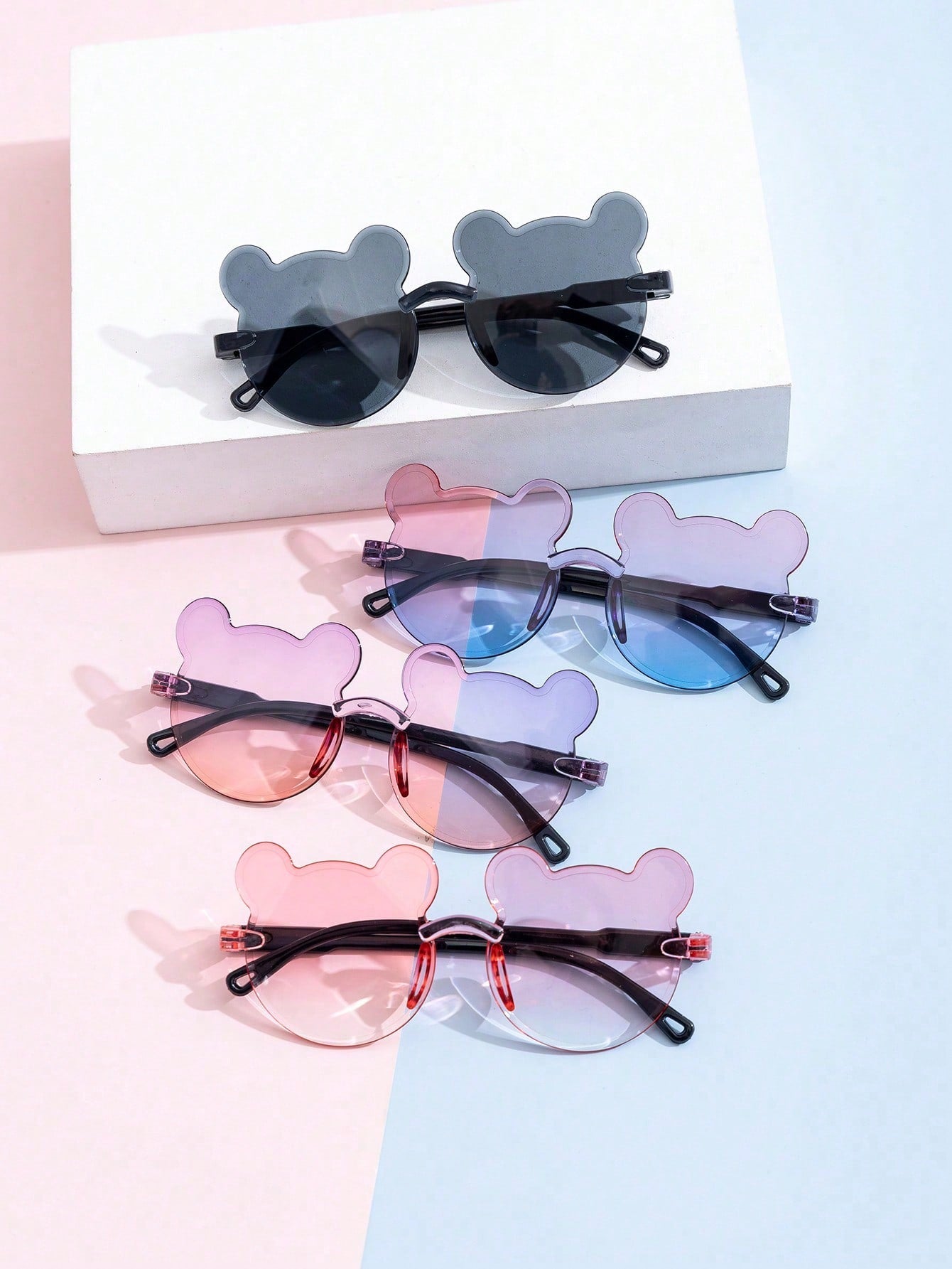 4pcs Heart Shaped Fashionable Glasses Set For Boys And Girls, Suitable For Daily Use