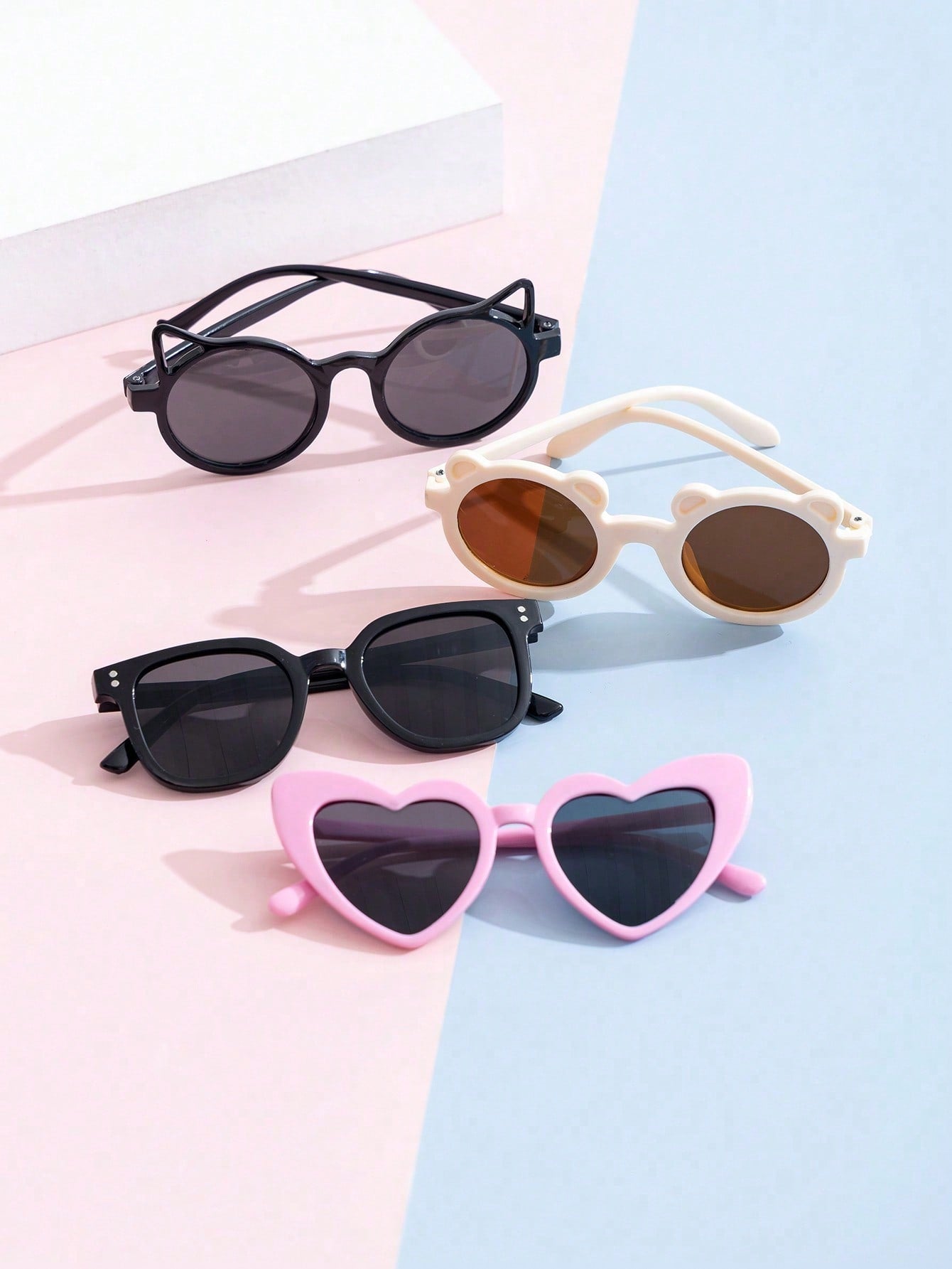 4pcs Heart Shaped Fashionable Glasses Set For Boys And Girls, Suitable For Daily Use