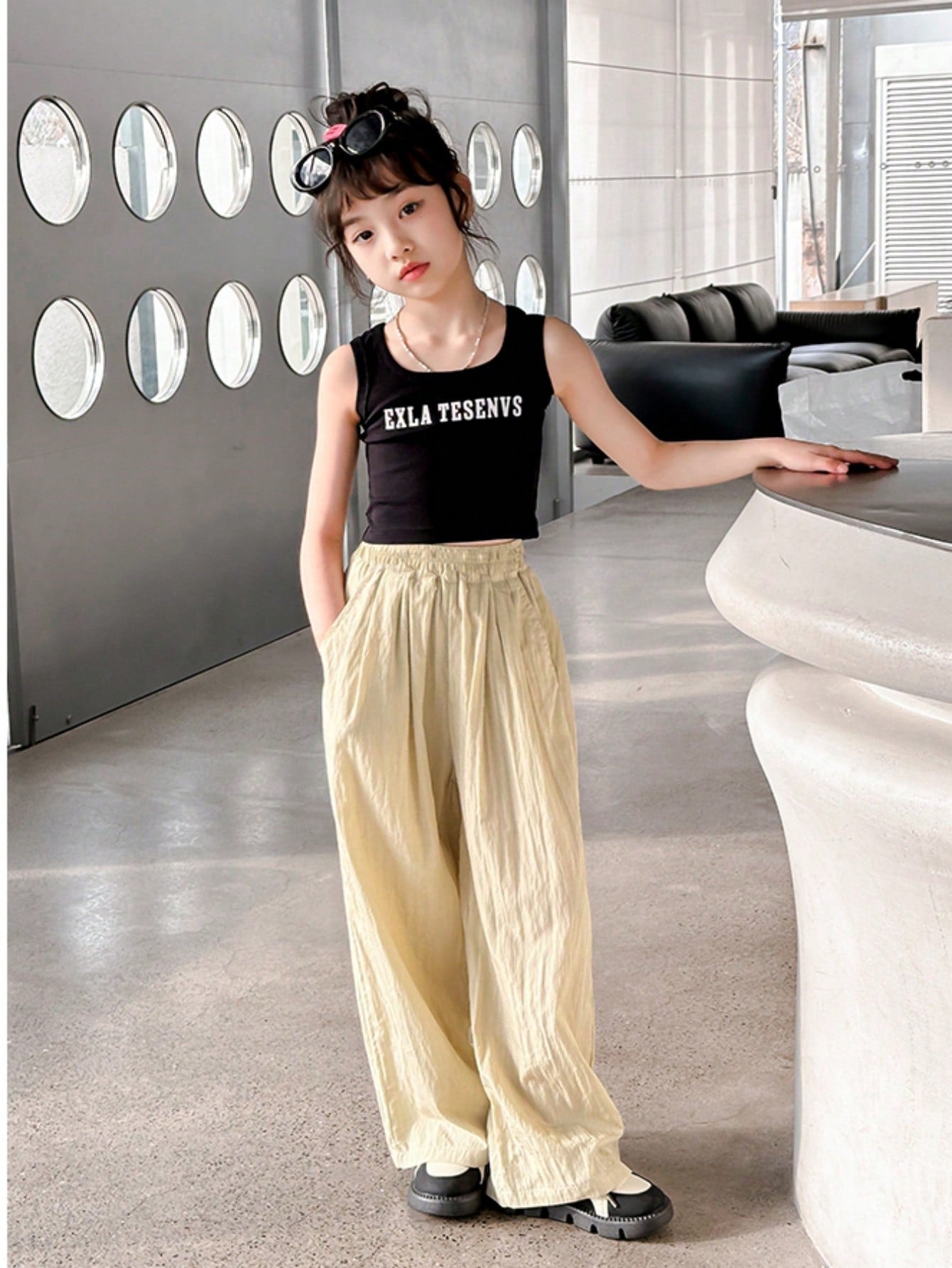 Tween Girl Wide-Leg Pants, Casual And Versatile Long Trousers New Children's Clothing