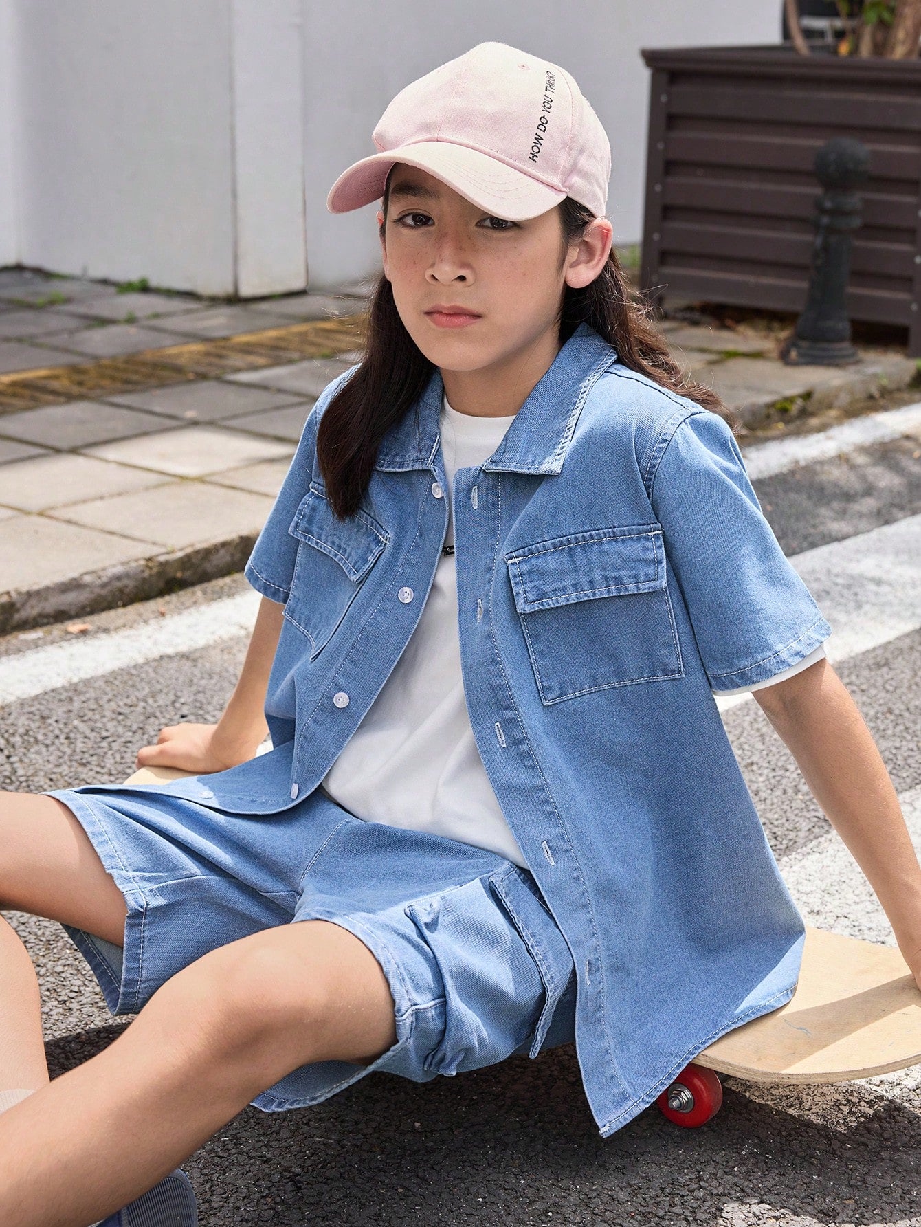 Tween Boy Cute Light-Colored Denim Outfit